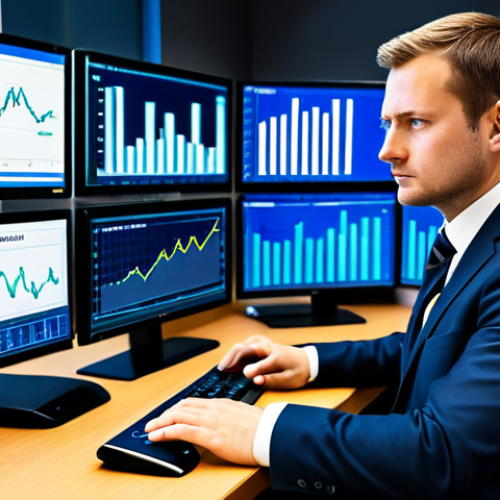 Home 11 A professional adult, fully clothed in a modest business suit, sitting at a modern desk in a sleek office environment. The person's expression conveys deep contemplation and slight overwhelm, with a hand hovering over a computer mouse, surrounded by multiple glowing screens displaying various charts, data points, and endless options. The background shows a sense of a complex, overwhelming information landscape. The scene should emphasize the feeling of being stuck due to too many choices. perfect anatomy, correct proportions, well-formed hands, natural body proportions, natural pose, professional photography, high quality, safe for work, appropriate content, family-friendly.